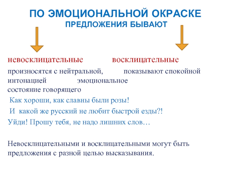 Виды предложений по эмоциональной окраске