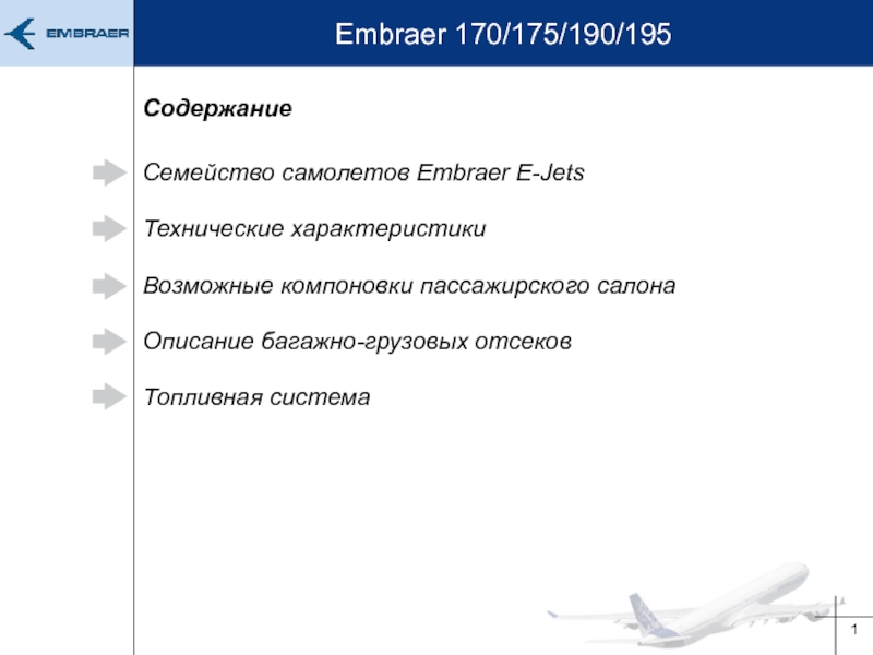 1
Семейство самолетов Embraer E-Jets
Embraer