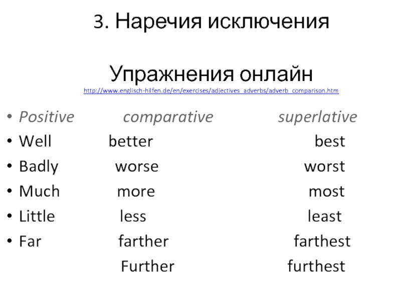 Positive comparative superlative