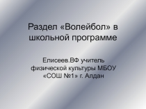 Раздел «Волейбол» в школьной программе