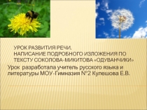 НАПИСАНИЕ ПОДРОБНОГО ИЗЛОЖЕНИЯ ПО ТЕКСТУ СОКОЛОВА-МИКИТОВА «ОДУВАНЧИКИ» 