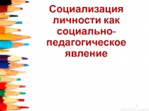 Социализация личности как социально-педагогическое явление