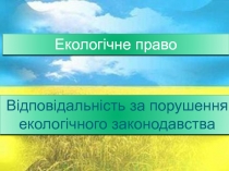 Поняття та підстави відповідальності за порушення екологічного законодавства.