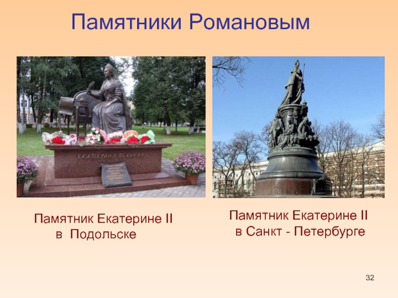 Памятник Екатерине II   в ПодольскеПамятники РомановымПамятник Екатерине II в Санкт - Петербурге