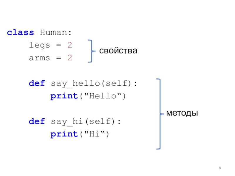 Self class. Hi свойства. Def hello Def_say hello.