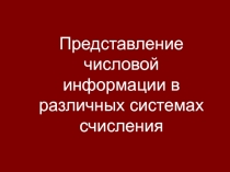 Представление числовой информации в различных системах счисления