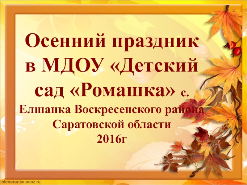 Осенний праздник в МДОУ Детский сад Ромашка с.Елшанка Воскресенского района
