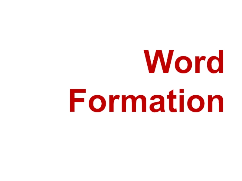Презентация Word Formation