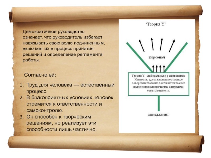 Труд для человека — естественный процесс.В благоприятных условиях человек стремится к ответственности и самоконтролю.Он способен к творческим решениям,