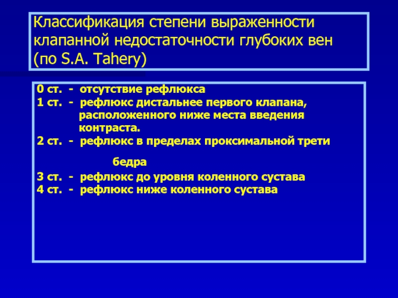 Недостаточность клапанов нижних конечностей