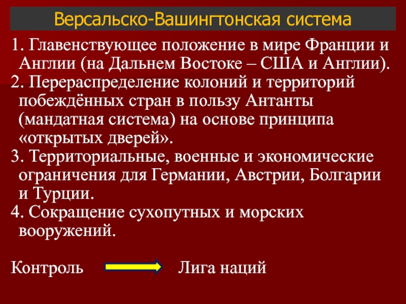 Версальско вашингтонские международные отношения