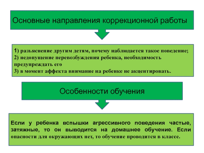 Психолого педагогические закономерности. Основные направления коррекционной работы. Направления коррекционной работы с агрессивными детьми.