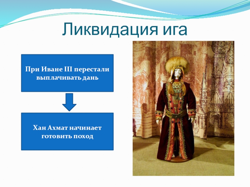 Ликвидация игаПри Иване III перестали выплачивать даньХан Ахмат начинает готовить поход
