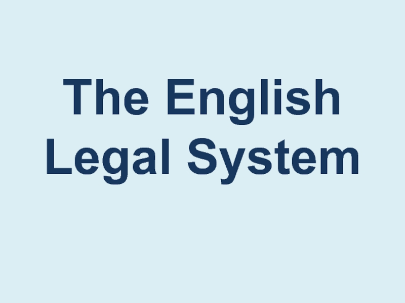 The English Legal system