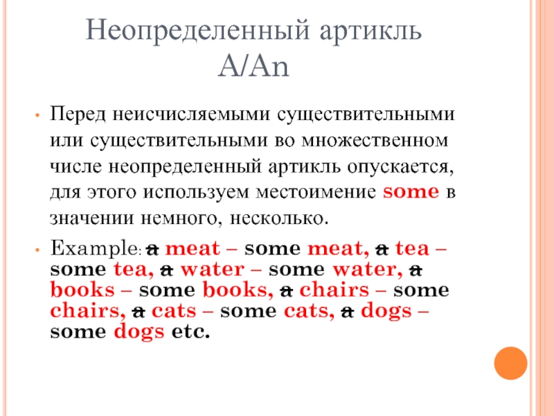 Неопределенный артикль в английском презентация