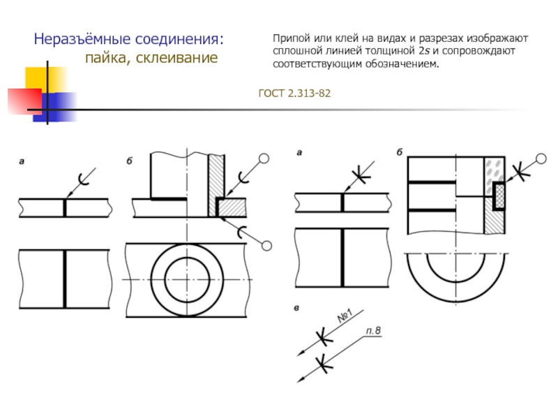 Паяное соединение на чертежах изображают линией толщина которой