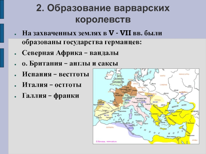 Варварские королевства карта