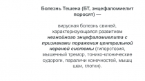 Болезнь Тешена (БТ, энцефаломиелит поросят) —
вирусная болезнь свиней,