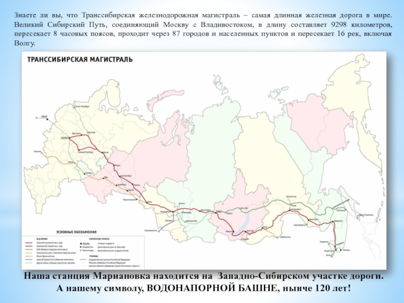 Презентация Знаете ли вы, что Транссибирская железнодорожная магистраль – самая длинная