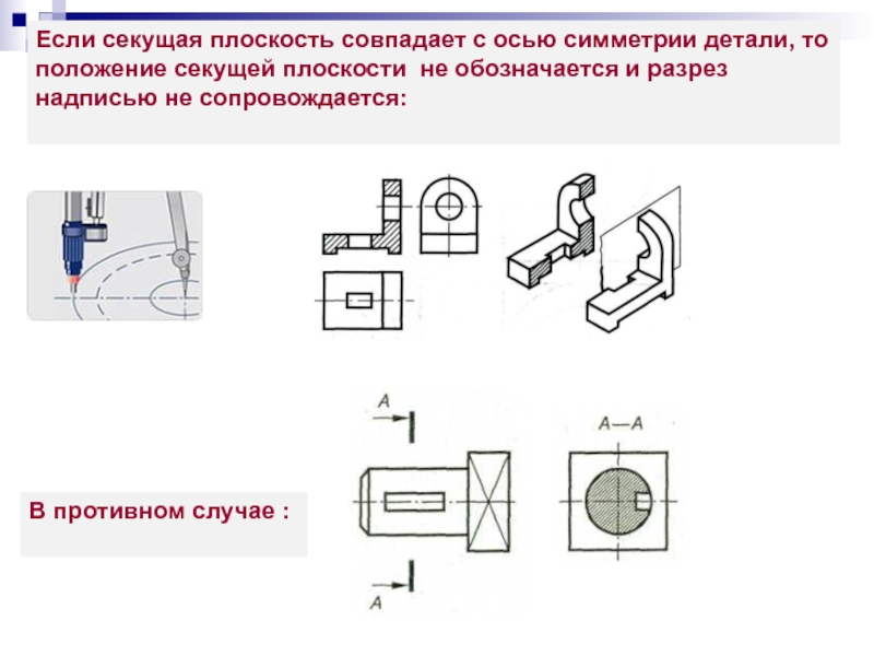 Секущая плоскость на чертеже