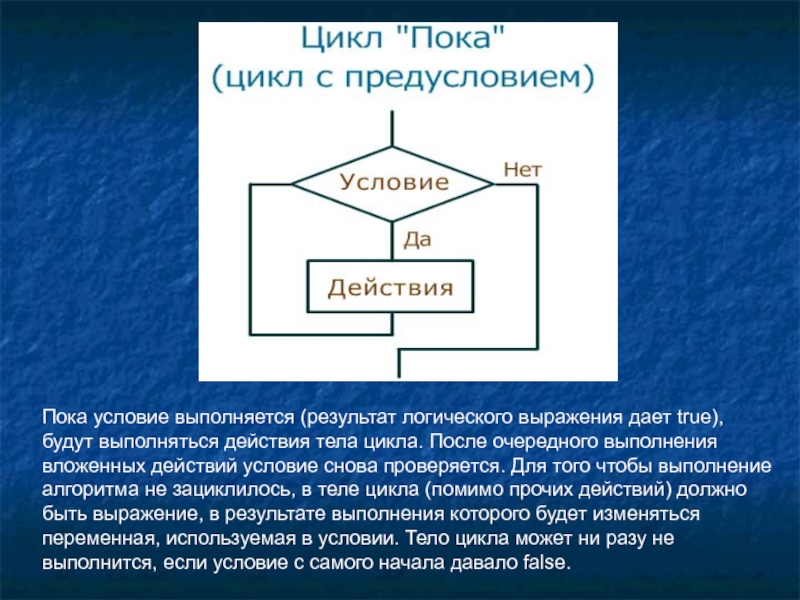 Условие пока. Алгоритм выполнения. Блок схемы для презентации. Цикл после. Цикл после Информатика.