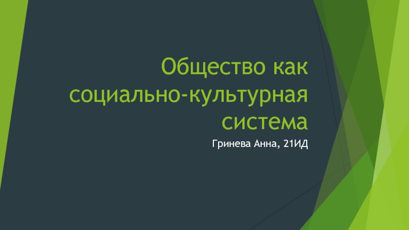 Общество как социально-культурная система