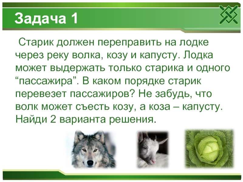 Волк коза и капуста решение в картинках