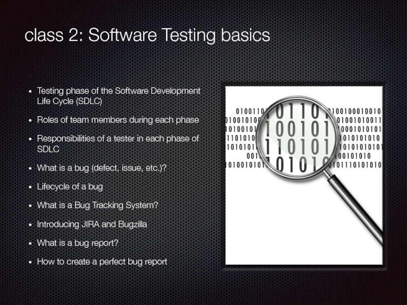 class 2: Software Testing basics