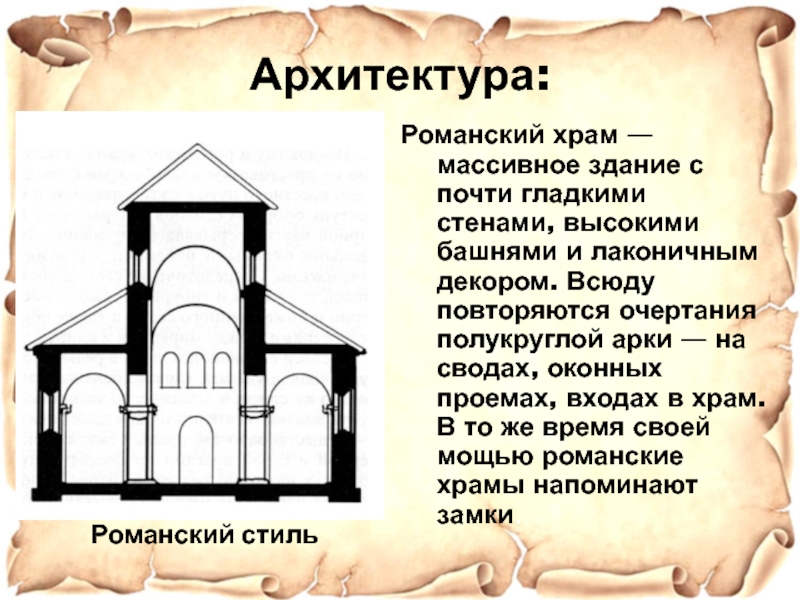 В архитектурном плане здание романского храма имеет форму