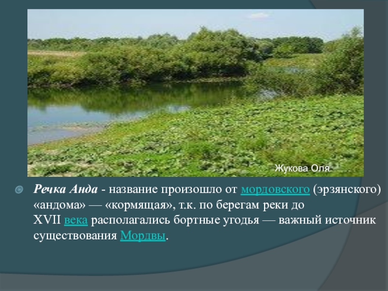 Как объяснить слово река. Как произошло название рек. Река анда Нижегородская область. Река Оля. Река анда описание.