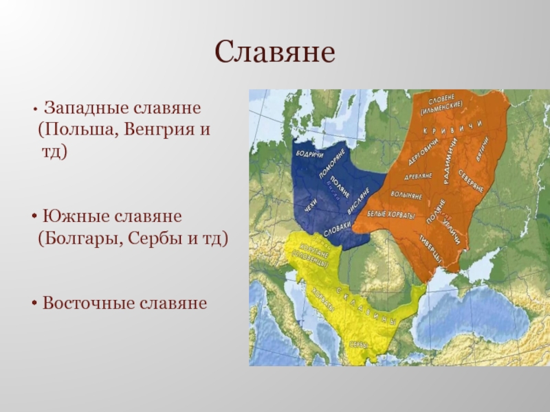 Ветви славян. Западные восточные и Южные славяне восточные. Западные славяне. Южные славяне. Западные и Южные славяне.