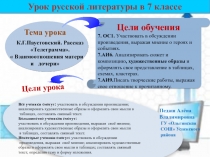 Презентация урока литературы