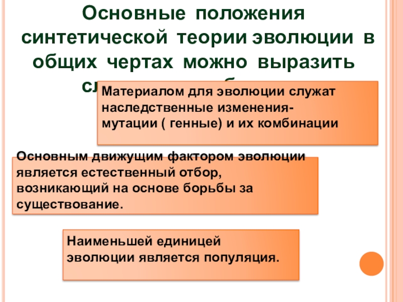 Основные положения синтетической теории эволюции презентация