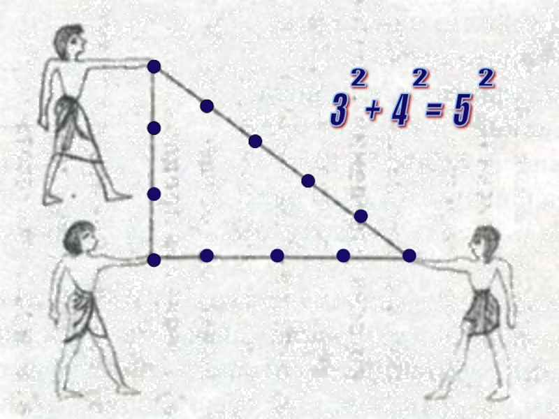 Треугольник со сторонами 3 4. Треугольник в древности. Построение египетского треугольника верёвкой. Египетский треугольник веревка. Треугольник Пифагора в древности.