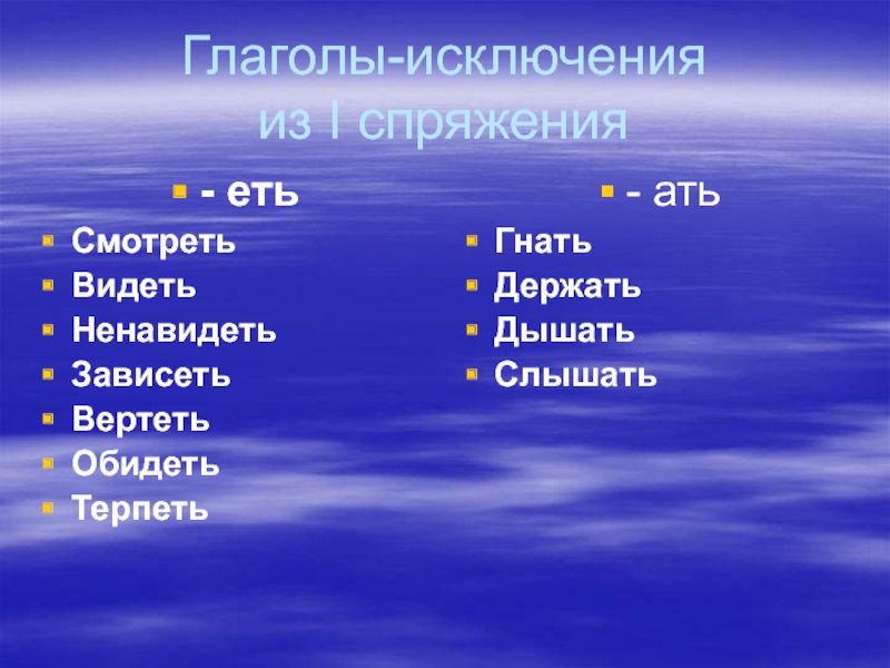 4 класс русский язык глаголы исключения презентация