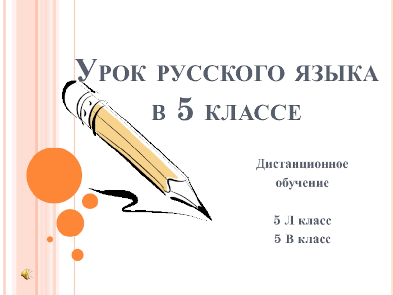 Презентация Урок русского языка в 5 классе