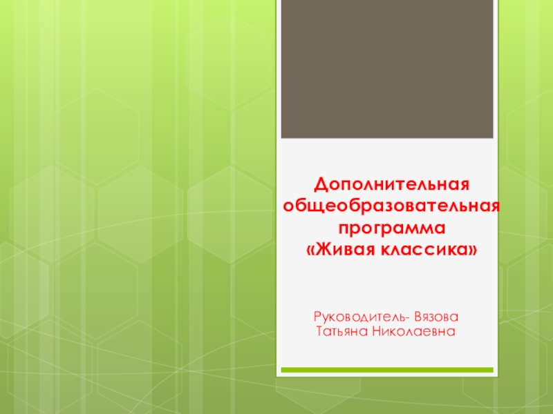 Дополнительная общеобразовательная программа Живая классика