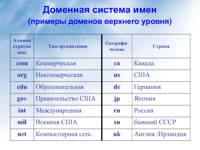 Доменная система презентация