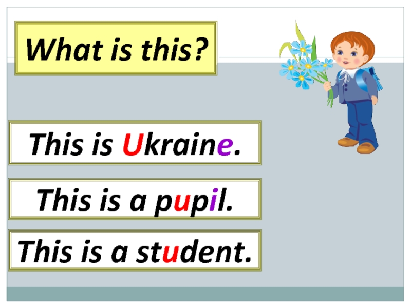 What is this? This is a pupil.This is Ukraine.This is a student.