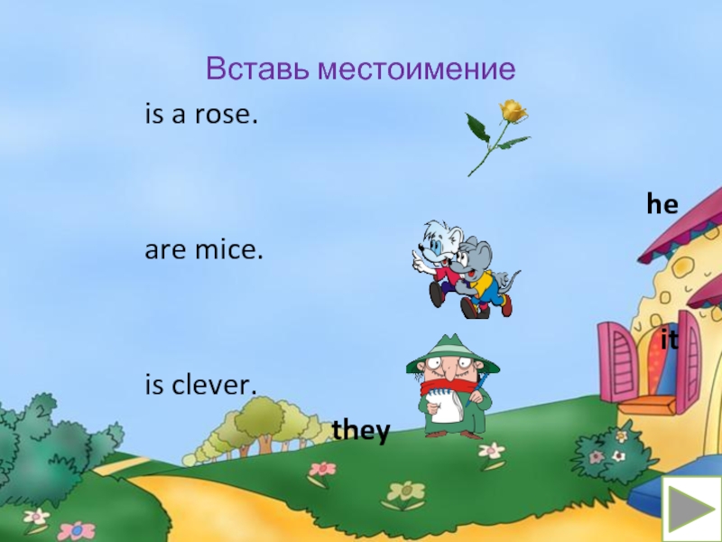 Вставь местоимение       is a rose.he