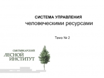 СИСТЕМА УПРАВЛЕНИЯ человеческими ресурсами Тема № 2