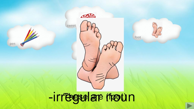Презентация -irregular noun
pen
sweet
foot
kite
These are (foot)