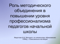 Роль методического объединения в повышении уровня профессионализма педагогов начальной школы