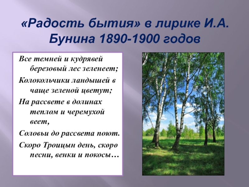 И бунин еще и холоден и сыр 4 класс презентация