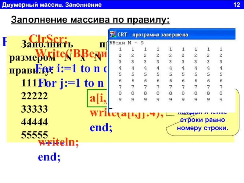 Python двумерный. Двумерный массив в Паскале 4 на 4. Двумерные массивы Паскаль таблицы. Заполнение двумерного массива. Двумерный массив программирование.