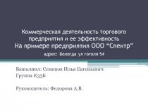 Коммерческая деятельность торгового предприятия и ее эффективность На примере