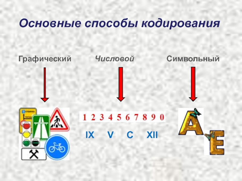 Способы кодирования информации графический числовой символьный