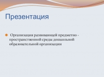 Организация развивающей предметно-пространственной среды