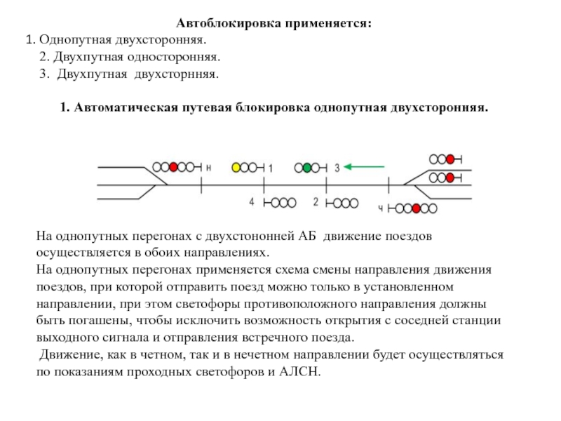 Схема однопутной автоблокировки