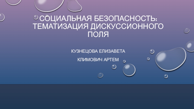 СОЦИАЛЬНАЯ БЕЗОПАСНОСТЬ: ТЕМАТИЗАЦИЯ ДИСКУССИОННОГО ПОЛЯ